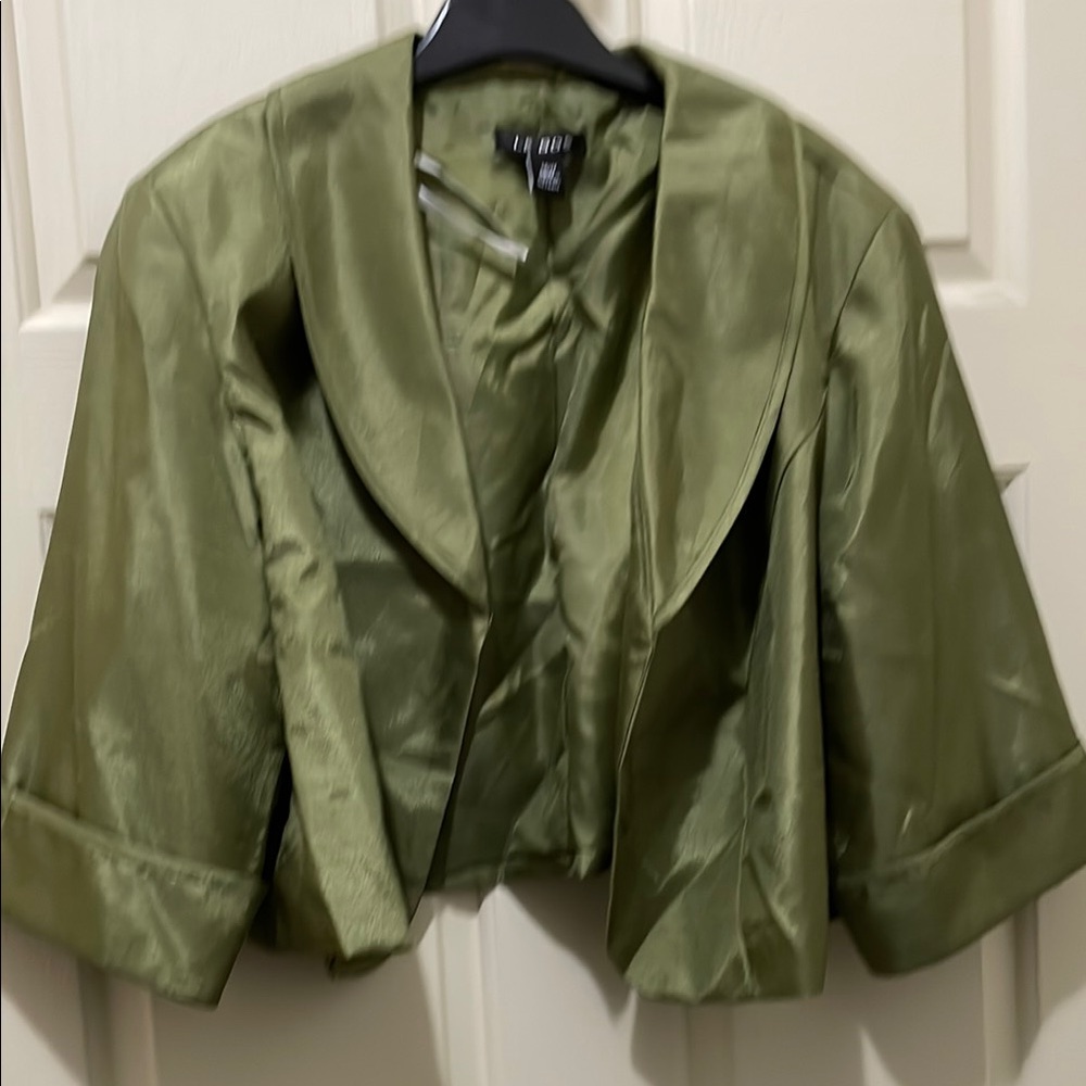 Le Bos Elegant Olive Green Women's Bolero Jacket (sz 16W)